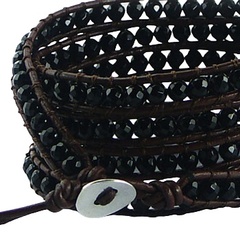 Five rows wrap bracelet with black agate gemstones 