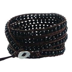 Five rows wrap bracelet with black agate gemstones 3