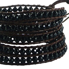 Five rows wrap bracelet with black agate gemstones 2