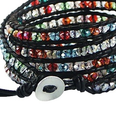 Five rows wrap bracelet with multicolored glass 