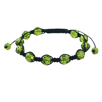Shamballa bracelet with green Swarovski crystals 