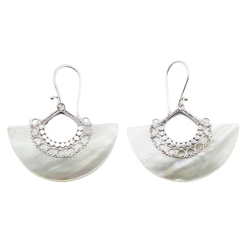 Festive semi-circle MOP silver earrings 