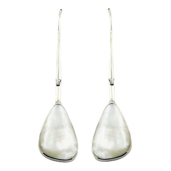 MOP fixed hooks silver earrings 