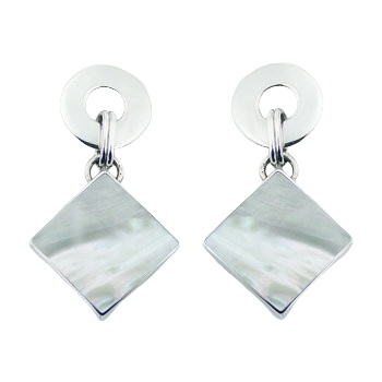 Donut post mother of pearl silver earrings 