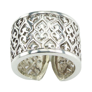 Ajoure open curved 1001 night themed cylinder sterling silver ring by BeYindi 