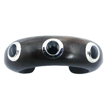 Wood cuff bracelet with sterling silver and black shell inlay by BeYindi 