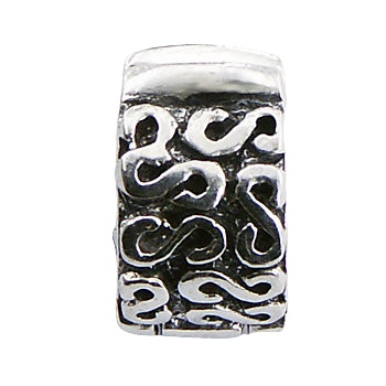 Antiqued ornate silver wavy bead 