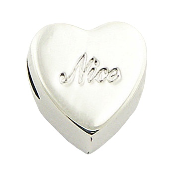 Heart shaped nice engraved silver bead 