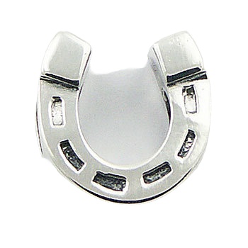 Lucky horseshoe polished silver bead 