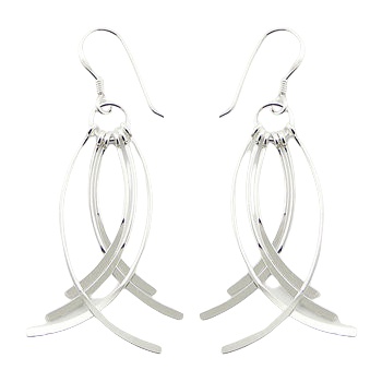 Feather silver wirework earrings 