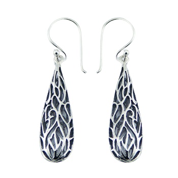 Leaf ajoure silver dangle earrings 