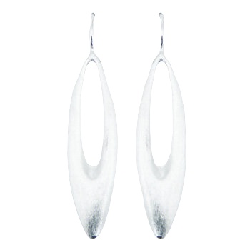 Marquise brushed silver earrings 