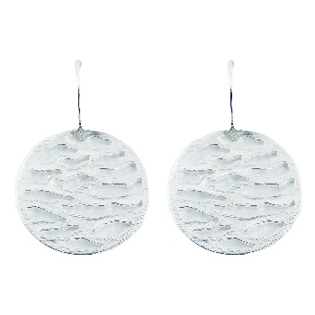 Disc waved brushed silver earrings 