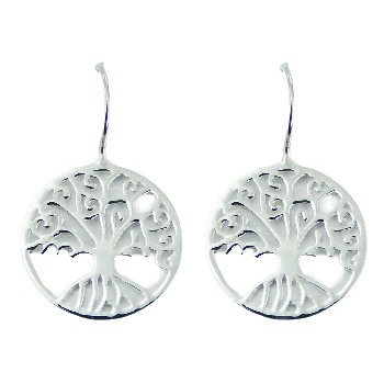 Tree of life silver drop earrings 