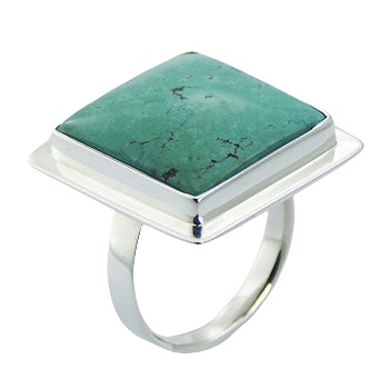 Square turquoise gemstone silver ring 