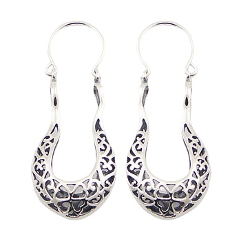 Ajoure silver flower pattern earrings 