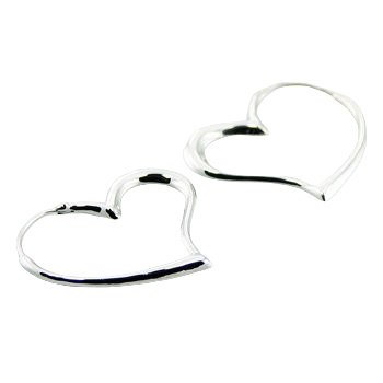 Cute heart shaped tube fastening hoop sterling silver earrings by BeYindi 