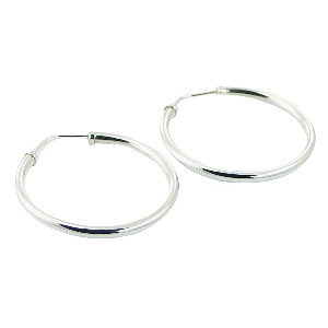 Endless round wire polished sterling silver 40 mm hoop earrings by BeYindi 