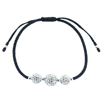 Handcrafted Macrame Bracelet with 3 Czech Crystal Balls 
