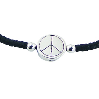 Handcrafted Macrame Bracelet Sterling Silver Peace Bead by BeYindi 2