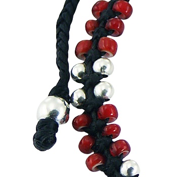 925 Silver & Red Glass Round Beads Lush Macrame Bracelet by BeYindi 3