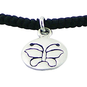 Silver Charm With Butterfly Stamped In Macrame Bracelet by BeYindi 2