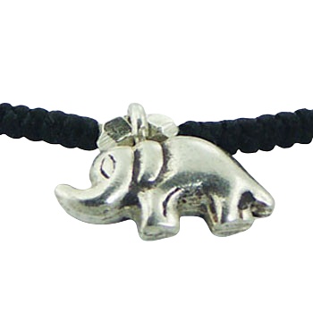 Antiqued Silver Elephant & Cylinder Beads Macrame Bracelet by BeYindi 3
