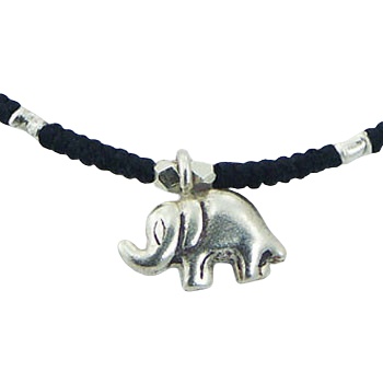 Antiqued Silver Elephant & Cylinder Beads Macrame Bracelet by BeYindi 2