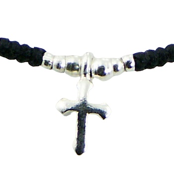 Macrame Bracelet 925 Silver Cross Charm & Spherical Beads by BeYindi 2