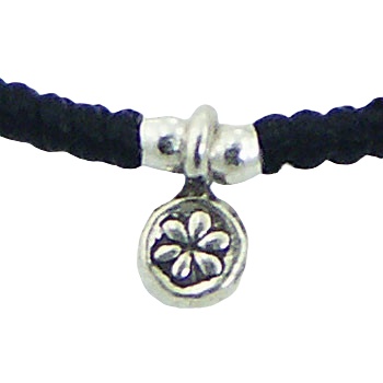 Macrame Bracelet Small Floral Sterling Silver Charms & Spheres by BeYindi 2