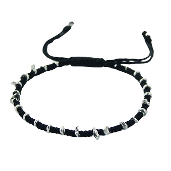 Simple Macrame Bracelet Sterling Silver Mixed Shape Beads by BeYindi 
