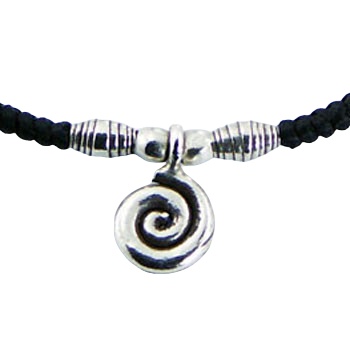 Macrame Bracelet Sterling Silver Tibetan Twirl Charm & Beads by BeYindi 2