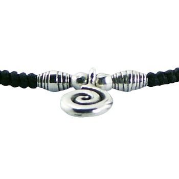 Macrame Bracelet Sterling Silver Tibetan Twirl Charm & Beads by BeYindi 3