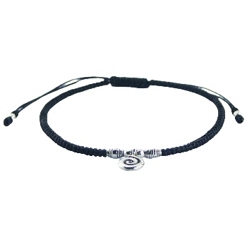 Macrame Bracelet Sterling Silver Tibetan Twirl Charm & Beads by BeYindi 