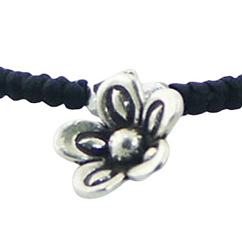Antiqued Design Macrame Bracelet Silver Flower & Beads by BeYindi 2