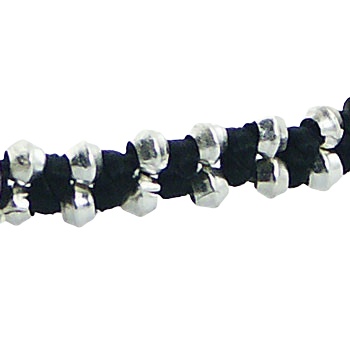 Macrame Wax Cotton Bracelet With Silver Flower Charm & Beads by BeYindi 3