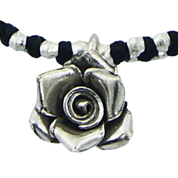 Macrame Wax Cotton Bracelet With Silver Flower Charm & Beads by BeYindi 2