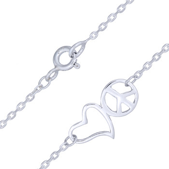 Heart and Peace Sterling Silver Anklet by BeYindi 