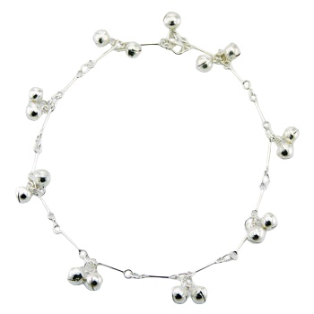 Sterling Silver Charms Anklet Pairs Of Shiny Spheres Charms 