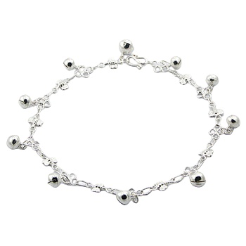 Fancy Dragonfly Chain Sterling Silver Anklet With Spheres by BeYindi 