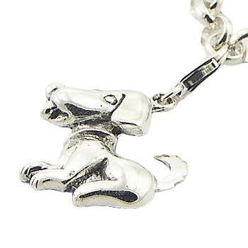 Cute Puppy Sterling Silver Dog Charm With Collar by BeYindi 