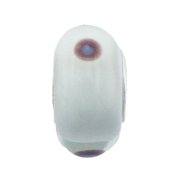 Elegant White Murano Glass Bead Open Aubergine Circles 