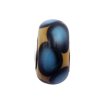 Blue To Black Gradient Ovals In Beige Murano Glass Bead 