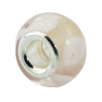 Natural Colors To Pink White Rings Murano Glass Bead 