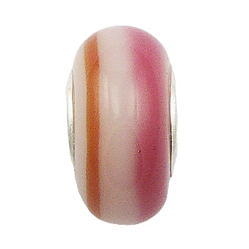 Fruity Red With Orange On White Murano Glass Bead 