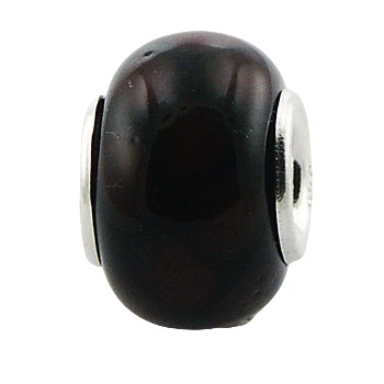 Versatile Black Murano Glass Rondell Bead with Red Dots 