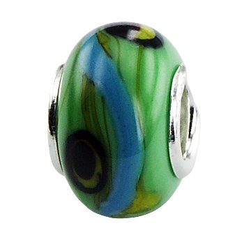 Exotic Green Yellow Blue Trendy Murano Glass Bead 