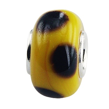 Cheerful Yellow With Black Dots Murano Glass Bead 