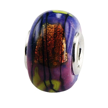 Copper Glow On Blue Magenta Clouds Murano Glass Bead 