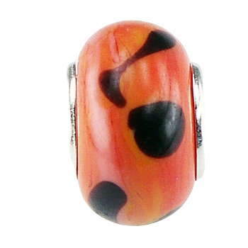 Black Spotted Fiery Colored Gorgeous Murano Glass Bead 